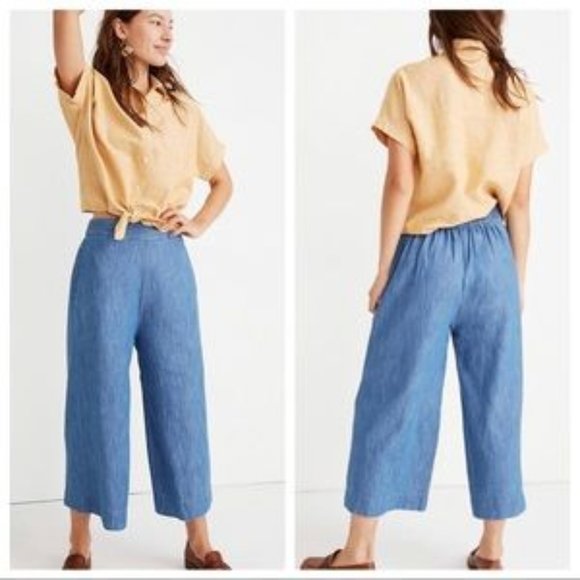 NWT Madewell Chambray Huston Pull-On Crop Pants Small - Picture 3 of 8
